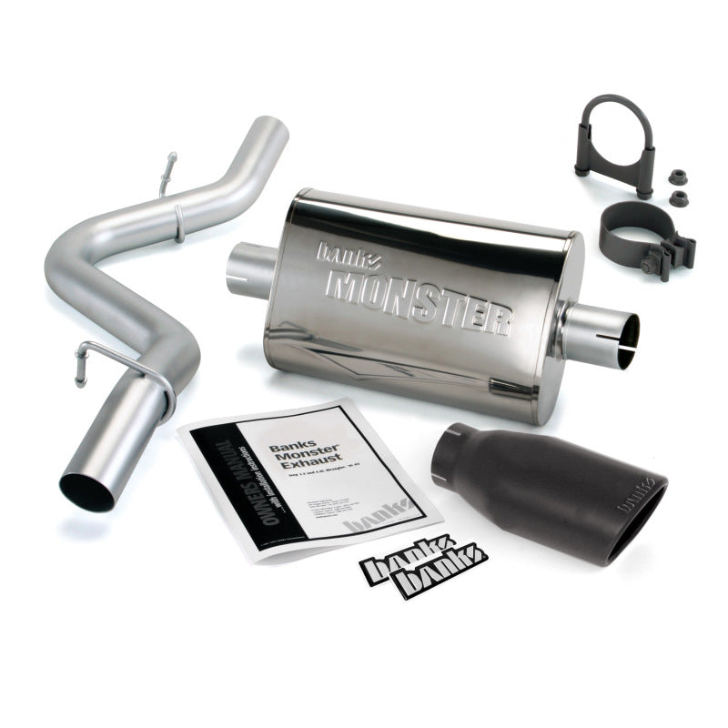 Banks Power 97-99 Jeep 2.5/4.0L Wrangler Slip Fit Cat Monster Exh Sys - SS Single Exh w/ Blk Tip - Striker Modified