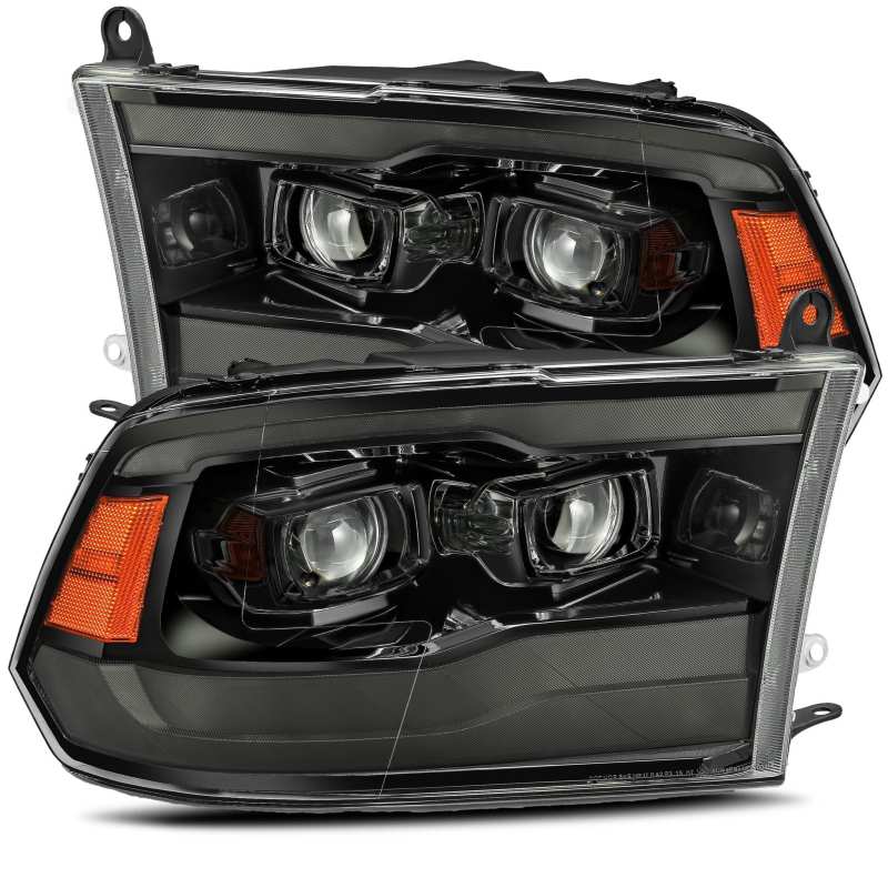 AlphaRex 09-18 Dodge Ram 1500 PRO-Series Projector Headlights Plank Style Alpha Blk w/Seq Signal/DRL - Striker Modified