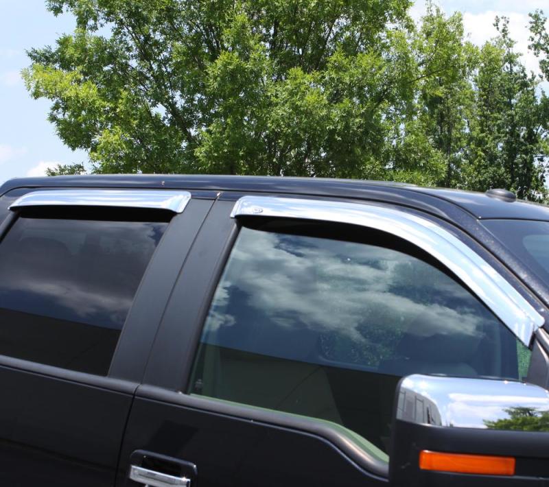 AVS 15-18 Chevy Silverado 2500 Crew Cab Ventvisor Front & Rear Window Deflectors 4pc - Chrome - Striker Modified