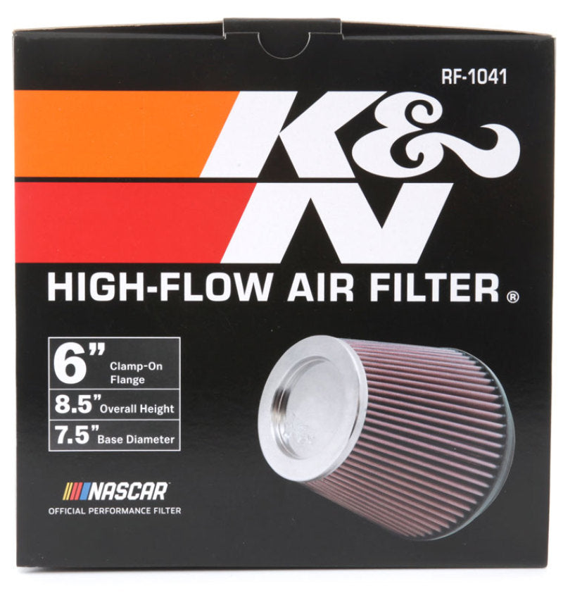 K&N Round Tapered Universal Air Filter 6 inch Flange 7 1/2 inch Base 5 inch Top 7 1/2 inch Height - Striker Modified