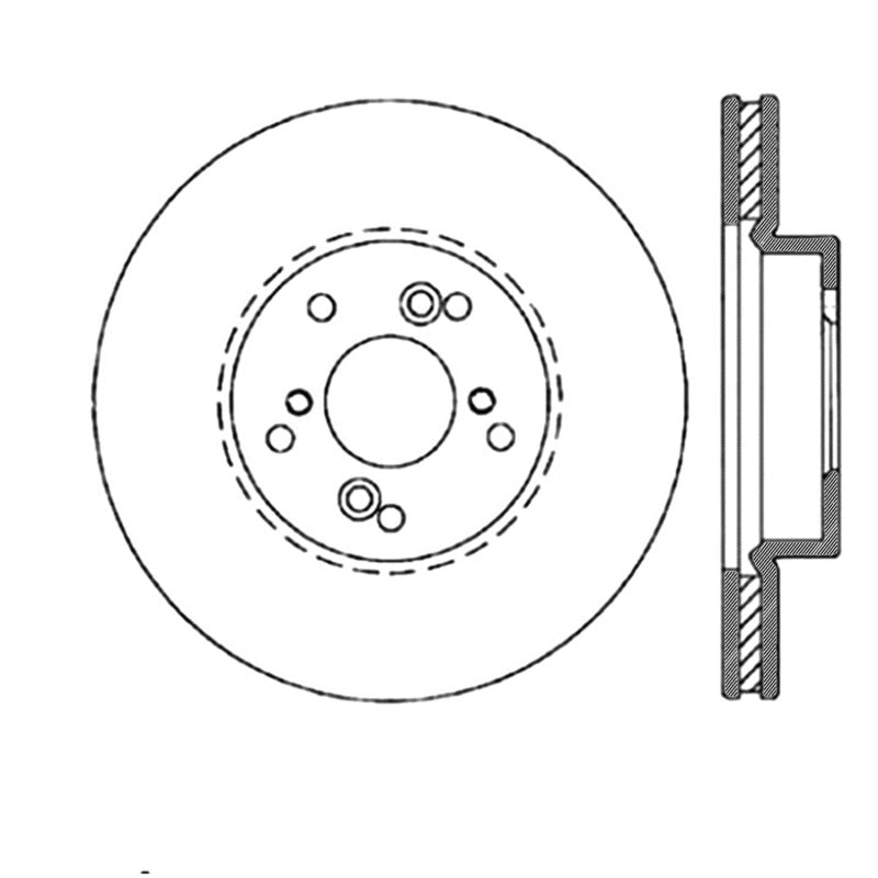 StopTech Power Slot Slotted 99-08 Acura TL (STD Caliper) / 01-03 CL / 04-09 TSX Front Left Rotor - Striker Modified