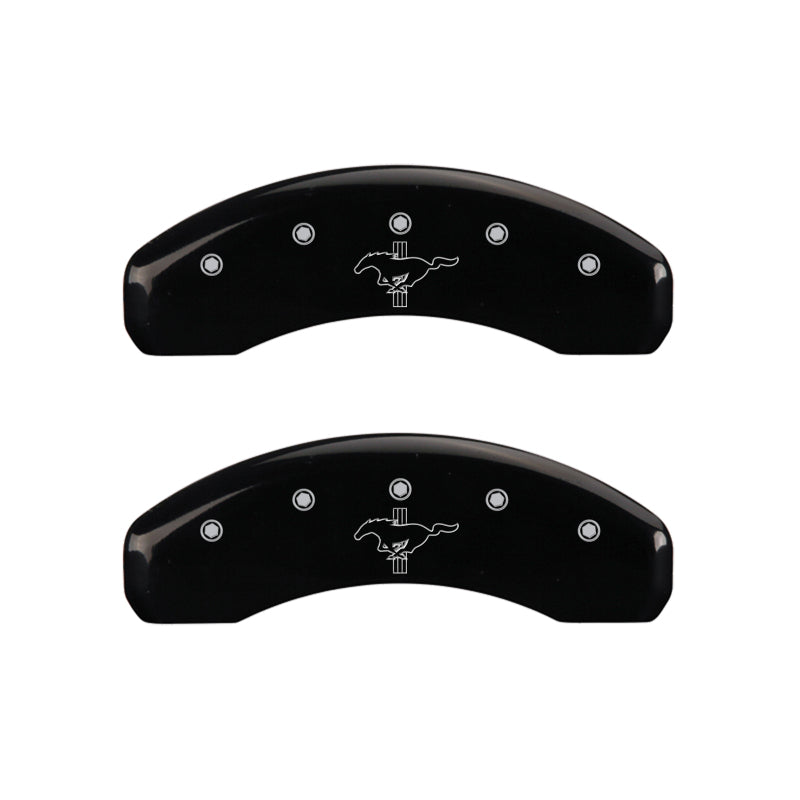 MGP 4 Caliper Covers Engraved Front 2015/Mustang Engraved Rear 2015/Bar & Pony Black finish slvr ch - Striker Modified