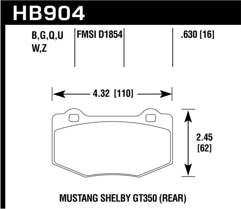 Hawk 15-17 Ford Mustang DTC-60 Compound Rear Brake Pads - Striker Modified