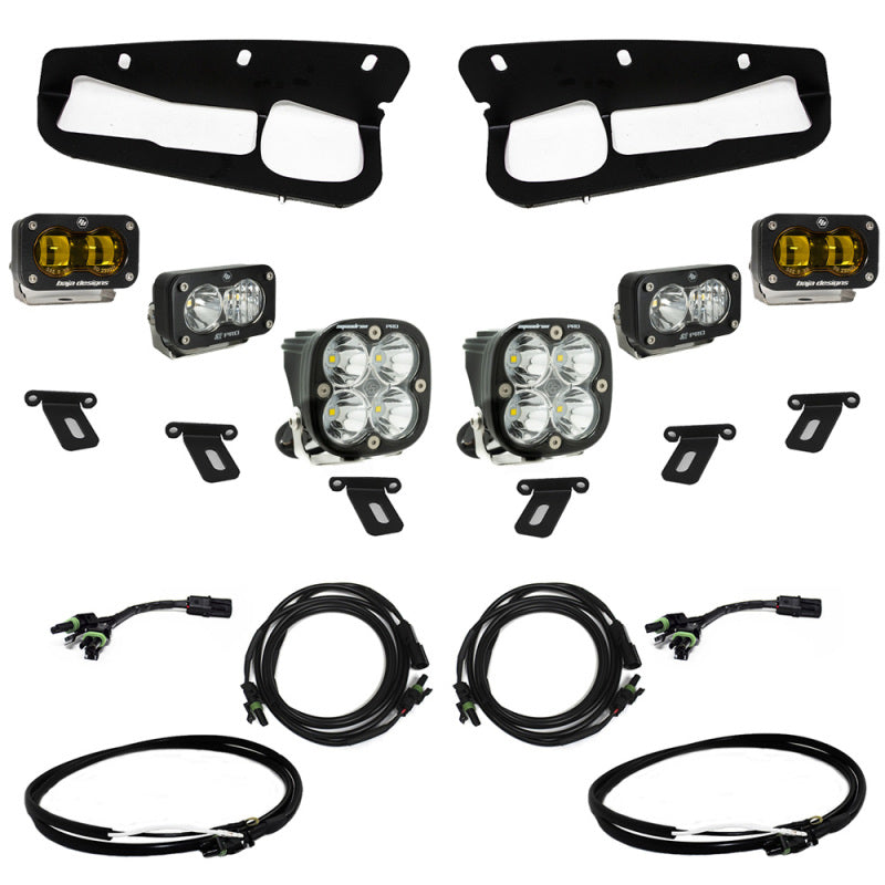 Baja Designs 21-22 Ford Bronco w/Steel Bumper S2 SAE Pro Fog Pocket Light Kit w/Upfitter - Amber - Striker Modified