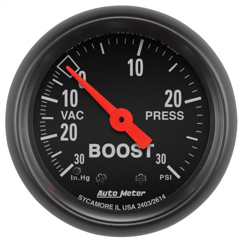 Autometer Z Series 52mm 30 In Hg.-Vac. / 30 PSI Boost / Vacuum Gauge - Striker Modified