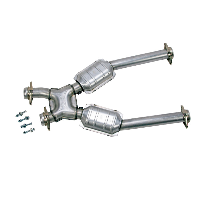 BBK 96-04 Mustang 4.6 GT / Cobra Short Mid X Pipe w Catalytic Converters 2-1/2 For Long Tube Headers - Striker Modified