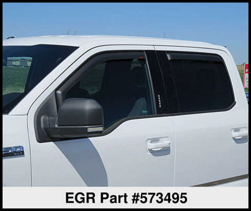EGR 15+ Ford F150 Crew Cab In-Channel Window Visors - Set of 4 - Matte (573495) - Striker Modified