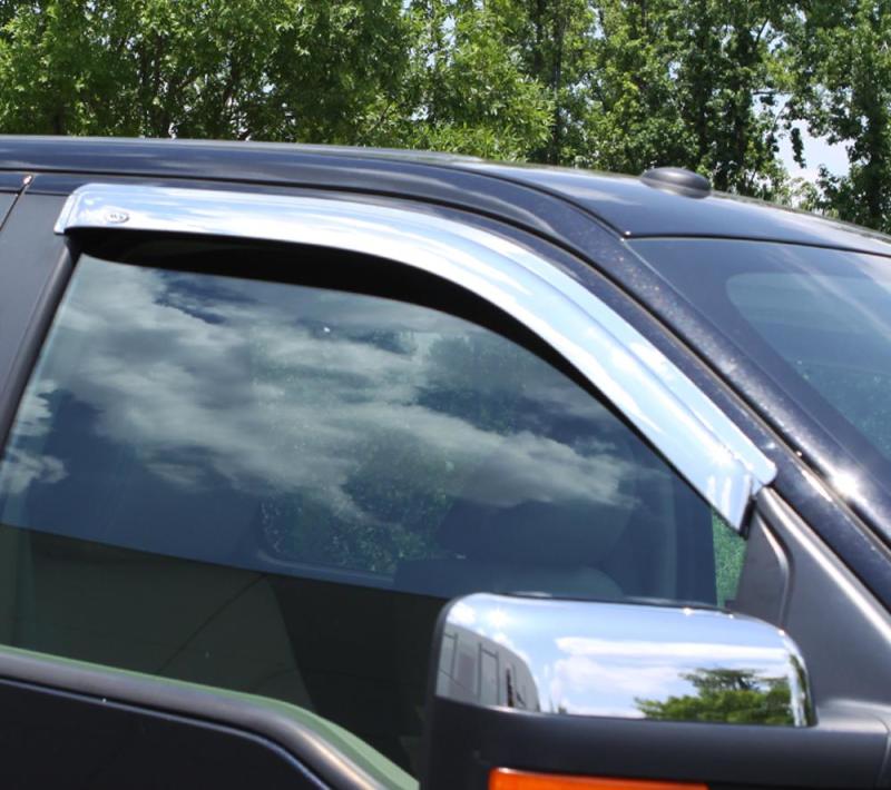AVS 99-07 Chevy Silverado 1500 Standard Cab Outside Mount Front Window Ventvisor 2pc - Chrome - Striker Modified