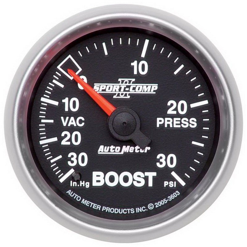 Autometer Sport-Comp II 52mm 30 PSI Mechanical Boost Vacumm Gauge - Striker Modified
