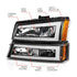 ANZO 2003-2006 Chevrolet Silverado 1500 Crystal Headlights w/ Light Bar Black Housing - Striker Modified