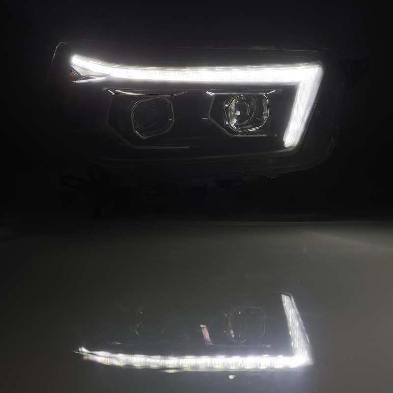 AlphaRex 10-13 Toyota 4Runner PRO-Series Projector Headlights Plank Style Black w/Seq Signal/DRL - Striker Modified