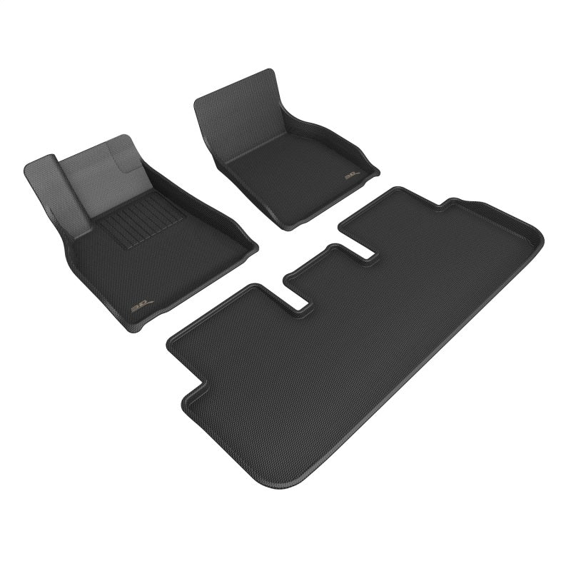 3D MAXpider 21-22 Tesla Model S Kagu 1st & 2nd Row Floormats - Black - Striker Modified