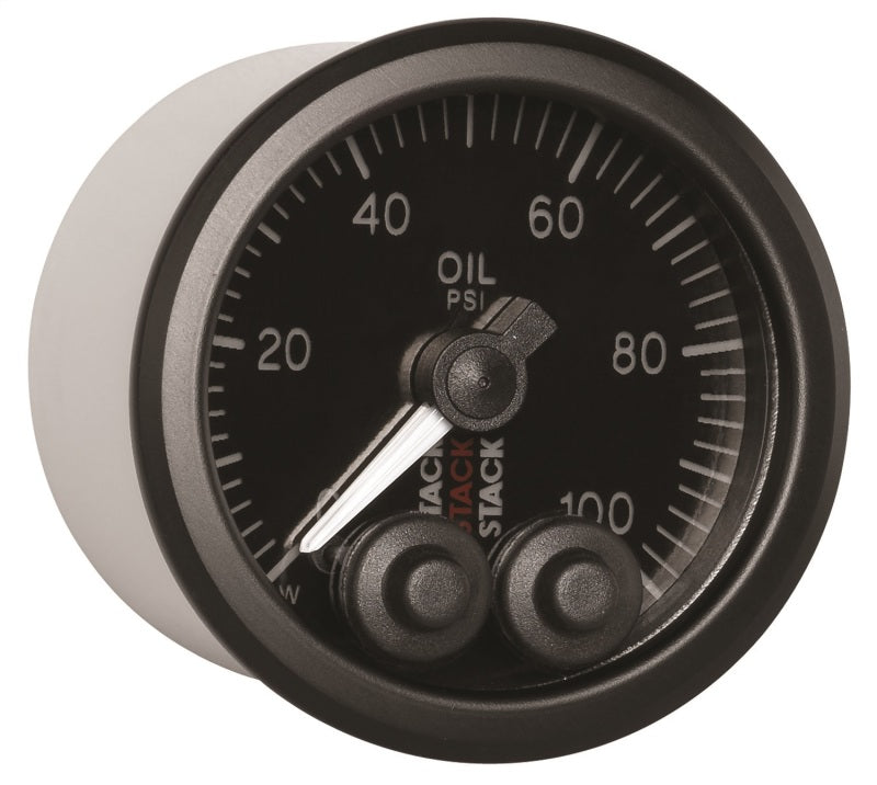 Autometer Stack Instruments Pro Control 52mm 0-100 PSI Oil Pressure Gauge - Black (1/8in NPTF Male) - Striker Modified