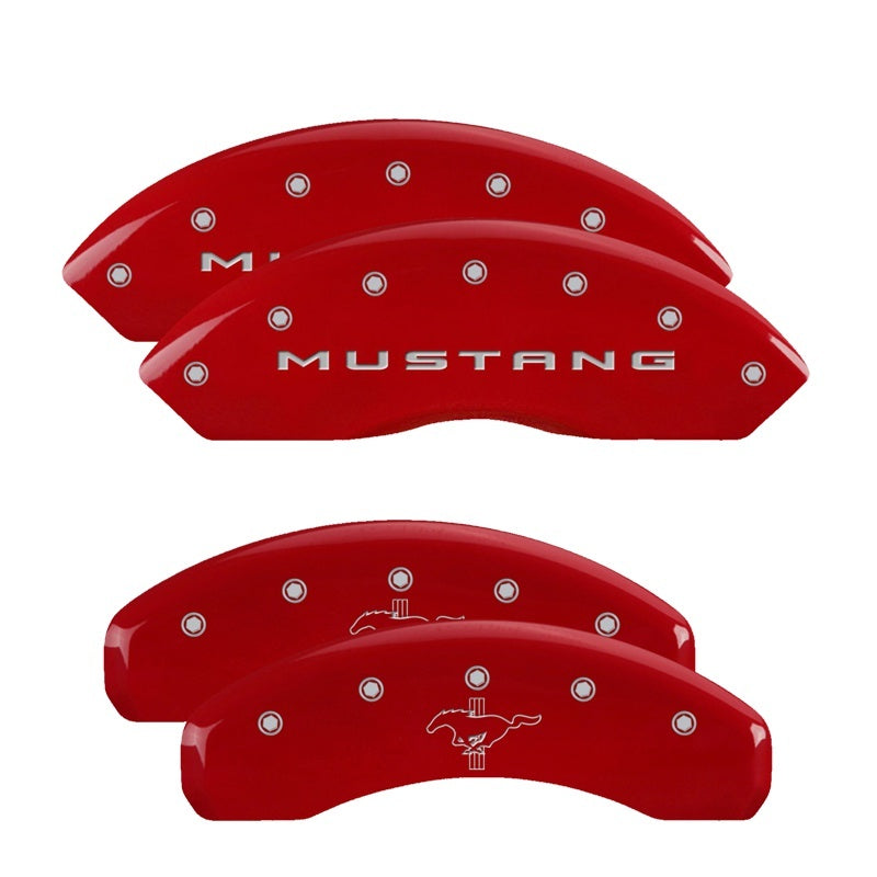 MGP 4 Caliper Covers Engraved Front 2015/Mustang Engraved Rear 2015/Bar & Pony Red finish silver ch - Striker Modified