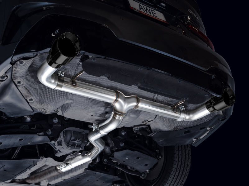 AWE 19-23 BMW 330i / 21-23 BMW 430i Base G2X Track Edition Axle Back Exhaust - Diamond Black - Striker Modified