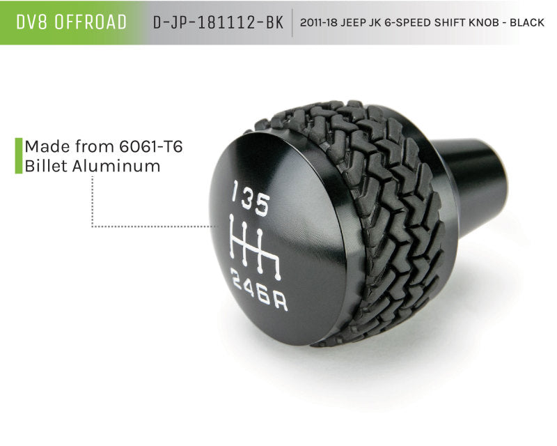 DV8 Offroad 2011-2018 Jeep JK 6-Speed Shift Knob Black - Striker Modified