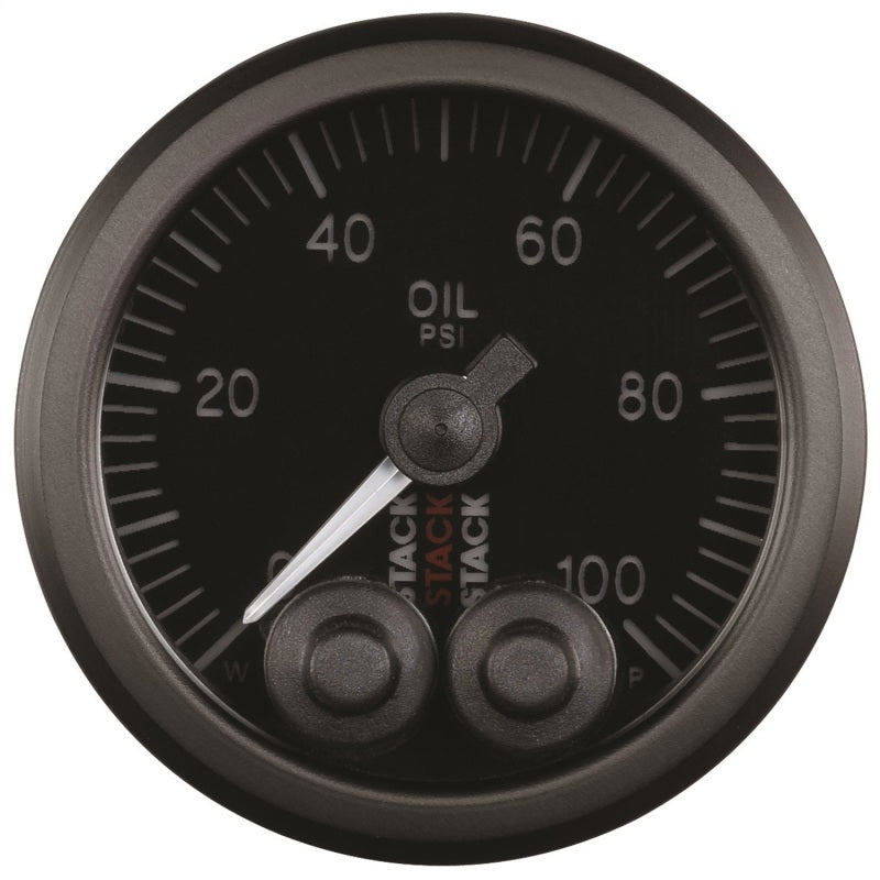 Autometer Stack Instruments Pro Control 52mm 0-100 PSI Oil Pressure Gauge - Black (1/8in NPTF Male) - Striker Modified