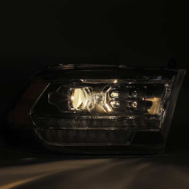 AlphaRex 09-18 Dodge Ram 2500 LUXX LED Proj Headlights Plank Style Black w/Activ Light/DRL - Striker Modified