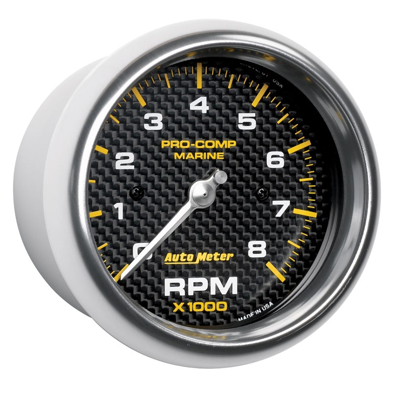 Autometer Marine Carbon Fiber 3-3/8in 8k RPM Tachometer - Striker Modified