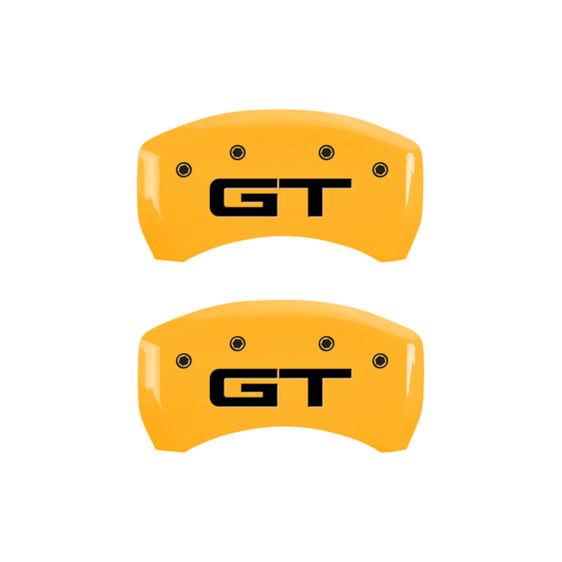 MGP 4 Caliper Covers Engraved Front 2015/Mustang Engraved Rear 2015/GT Yellow finish black ch - Striker Modified