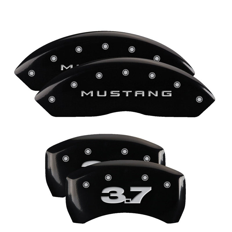 MGP 4 Caliper Covers Engraved Front 2015/Mustang Engraved Rear 2015/GT Yellow finish black ch - Striker Modified