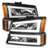 ANZO 2003-2006 Chevrolet Silverado 1500 Crystal Headlights w/ Light Bar Black Housing - Striker Modified