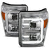 ANZO 11-16 Ford F-250/F-350/F-450 Projector Headlights w/ Plank Style Switchback Chrome w/Amber - Striker Modified