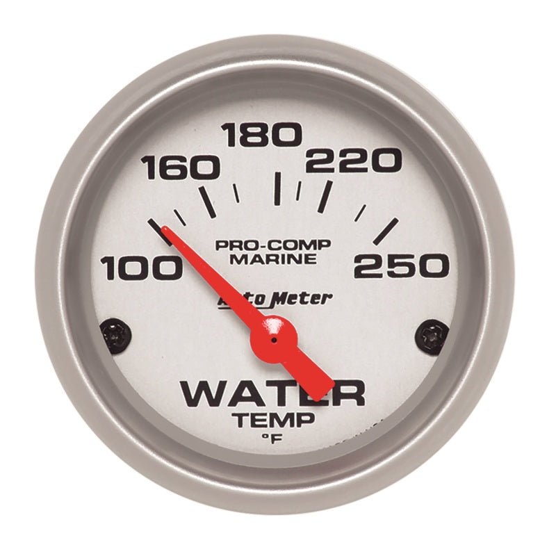 Autometer Water Temp Gauge 2 1/6in 100-200 Degree F Electric Marine Silver - Striker Modified