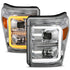 ANZO 11-16 Ford F-250/F-350/F-450 Projector Headlights w/ Plank Style Switchback Chrome w/Amber - Striker Modified