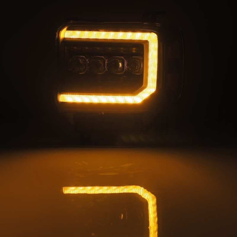 AlphaRex 14-18 GMC Sierra NOVA LED Proj Headlights Plank Style Black w/Activ Light/Seq Signal/DRL - Striker Modified