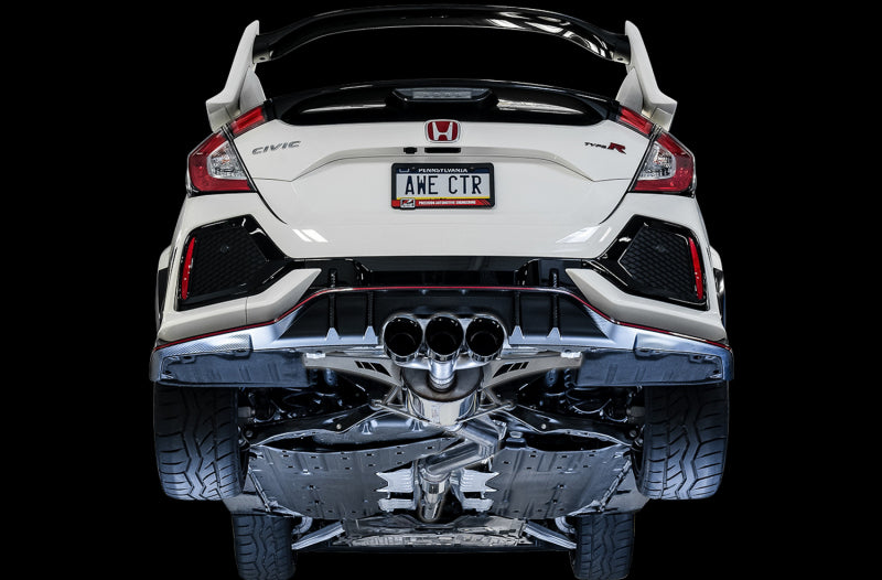 AWE Tuning 2017+ Honda Civic Type R Touring Edition Exhaust w/Front & Mid Pipe - Diamond Blk Tips - Striker Modified