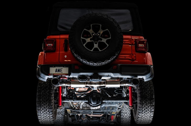 AWE Tuning 2018+ Jeep Wrangler JL/JLU Tread Edition Axle-Back Dual Exhaust - Diamond Black Tips - Striker Modified