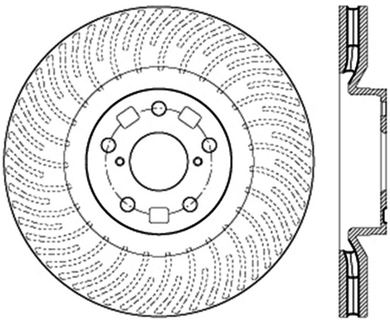 StopTech 11-14 Lexus GS300/350/400/430 (Will Not Fit F Sport) Slotted Sport Front Right Brake Rotor - Striker Modified
