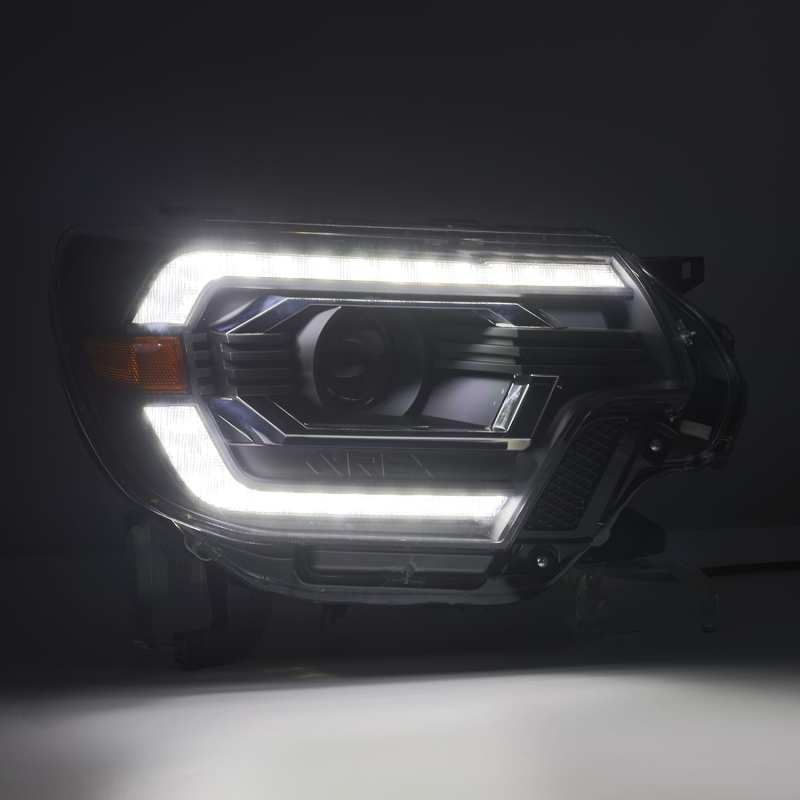 AlphaRex 12-15 Toyota Tacoma PRO-Series Projector Headlights Plank Style Alpha Black w/DRL - Striker Modified