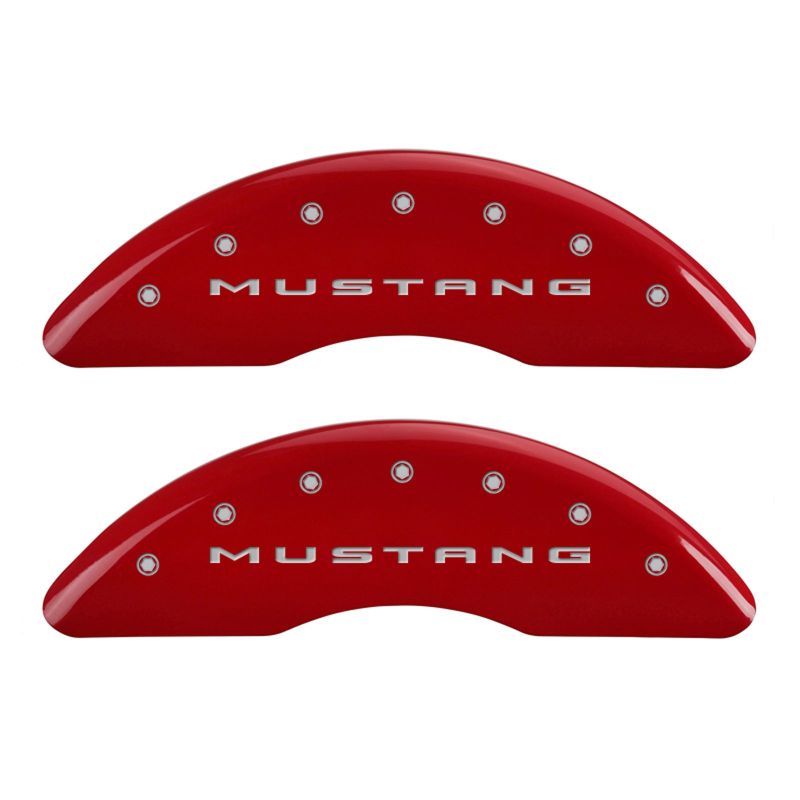 MGP 4 Caliper Covers Engraved Front 2015/Mustang Engraved Rear 2015/50 Red finish silver ch - Striker Modified