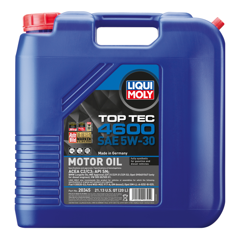 LIQUI MOLY 20L Top Tec 4600 Motor Oil SAE 5W30 - Striker Modified