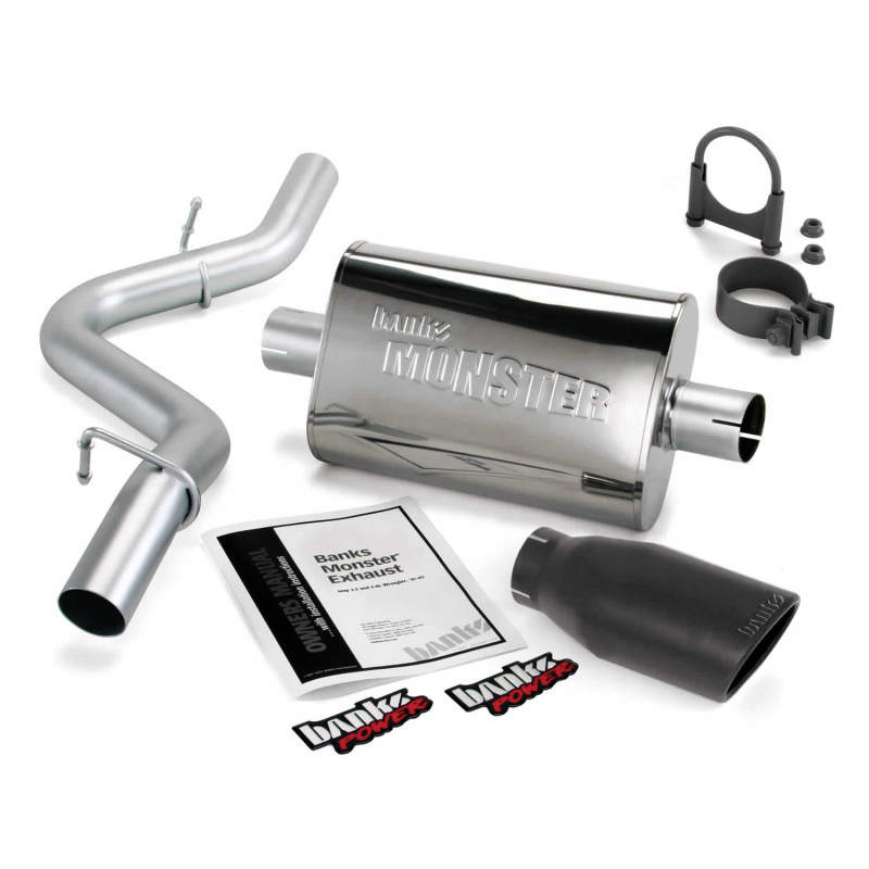 Banks Power 97-99 Jeep 2.5/4.0L Wrangler Slip Fit Cat Monster Exh Sys - SS Single Exh w/ Blk Tip - Striker Modified