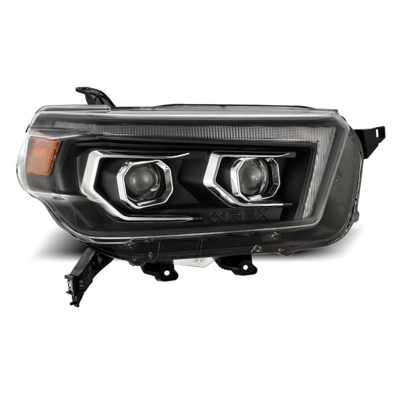 AlphaRex 10-13 Toyota 4Runner PRO-Series Projector Headlights Plank Style Black w/Seq Signal/DRL - Striker Modified
