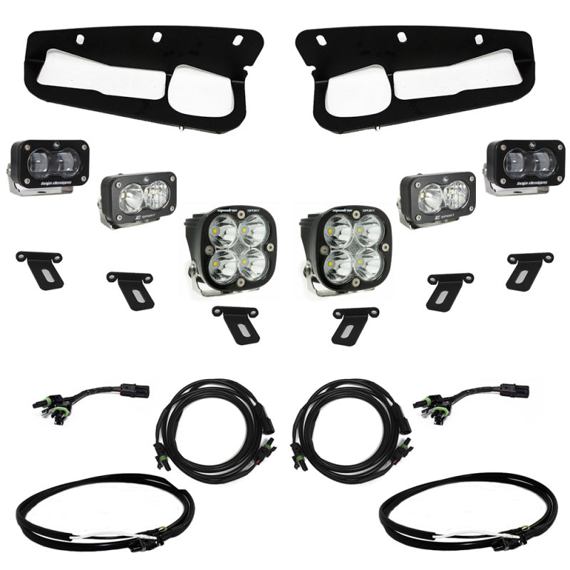 Baja Designs 21-22 Ford Bronco w/Steel Bumper S2 SAE Sportsmen Fog Pkt Light Kit w/Upfitter - Clear - Striker Modified