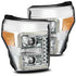 AlphaRex 11-16 Ford F-250 SD PRO-Series Projector Headlights Plank Style Design Chrome w/Seq Signal - Striker Modified
