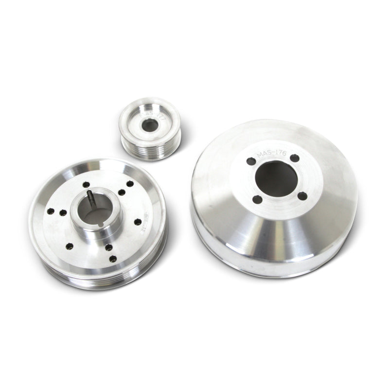 BBK 96-01 Mustang 4.6 GT Cobra Underdrive Pulley Kit - Lightweight CNC Billet Aluminum (3pc) - Striker Modified