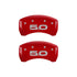 MGP 4 Caliper Covers Engraved Front 2015/Mustang Engraved Rear 2015/50 Red finish silver ch - Striker Modified