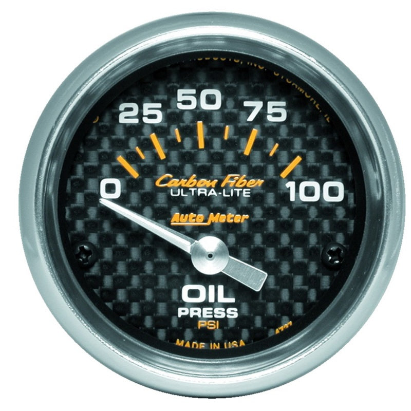 Autometer Carbon Fiber 52mm 100 PSI Electronic Oil Pressure Gauge - Striker Modified