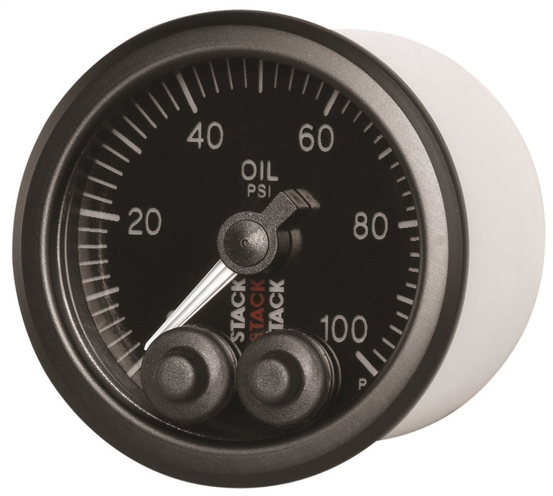 Autometer Stack Instruments Pro Control 52mm 0-100 PSI Oil Pressure Gauge - Black (1/8in NPTF Male) - Striker Modified