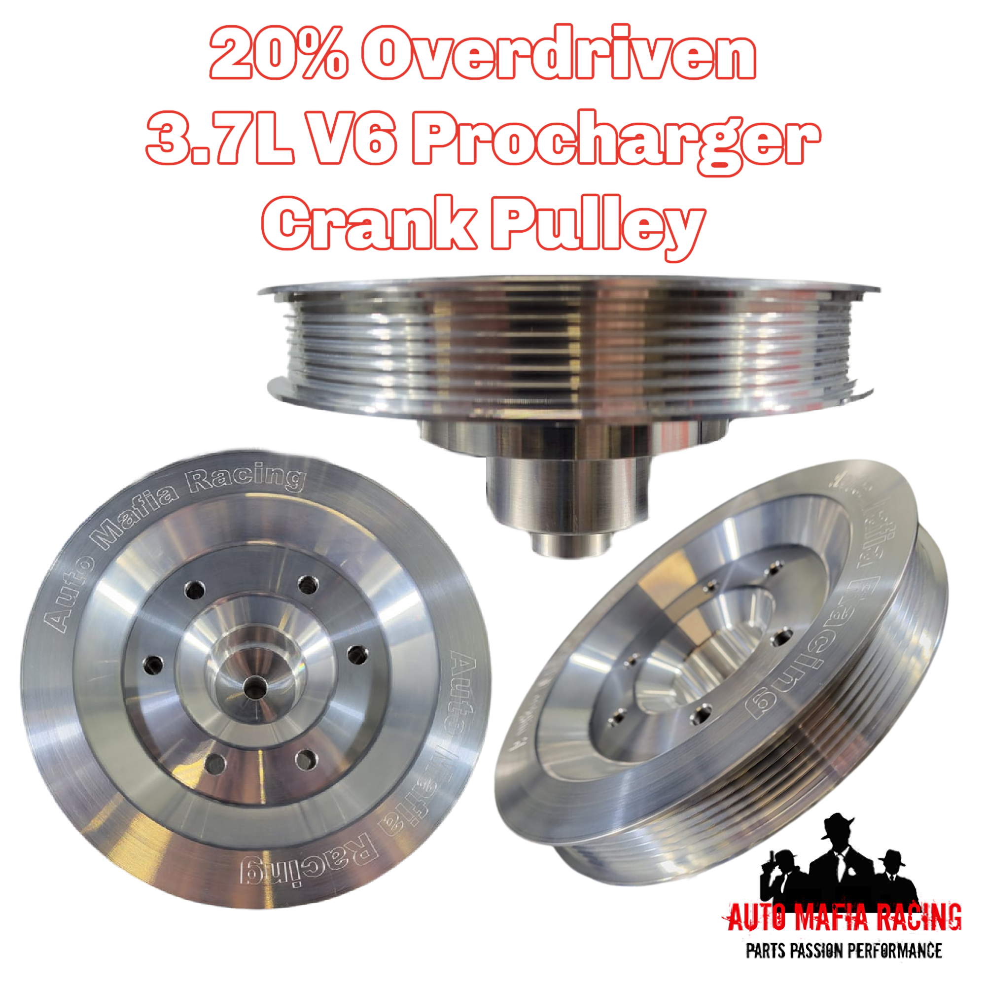 20% Overdriven Procharger Crank Pulley for 2011-2017 3.7L V6 Mustangs - Striker Modified