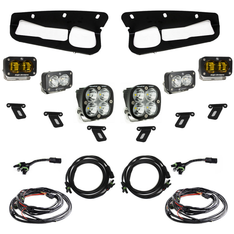 Baja Designs 21-22 Ford Bronco w/Steel Bumper S2 SAE Sportsmen Fog Pocket Light Kit - Amber - Striker Modified