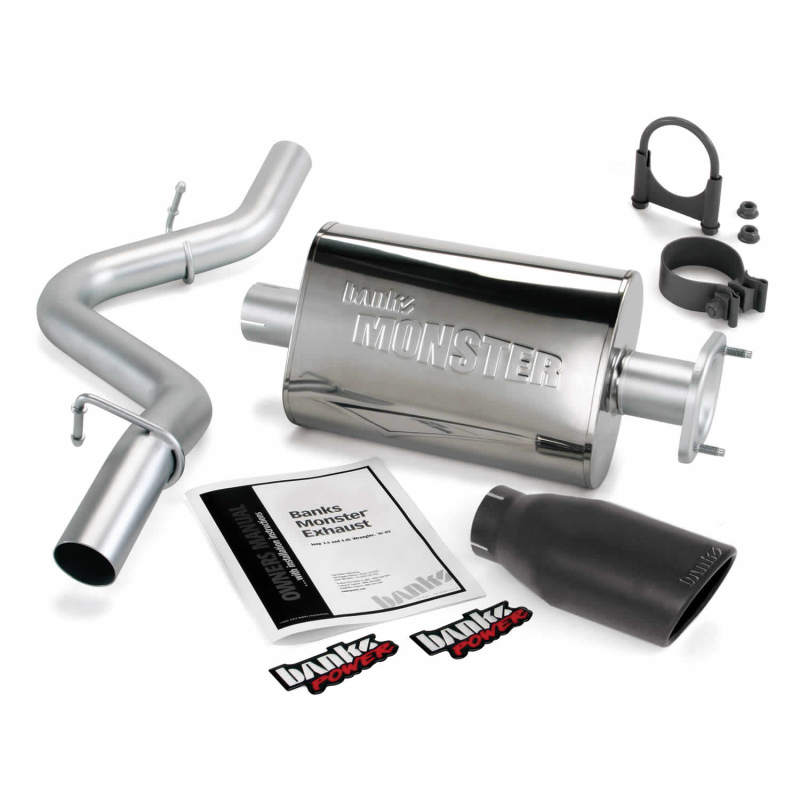 Banks Power 04-06 Jeep 4.0L Wrangler Unlimited Monster Exhaust Sys - SS Single Exhaust w/ Black Tip - Striker Modified