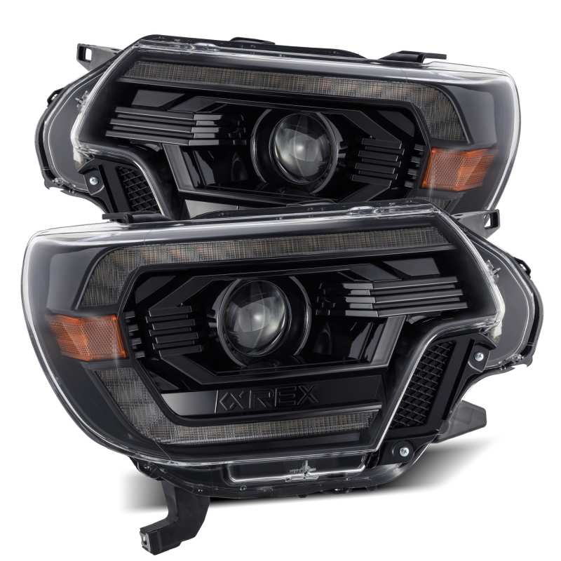 AlphaRex 12-15 Toyota Tacoma PRO-Series Projector Headlights Plank Style Alpha Black w/DRL - Striker Modified