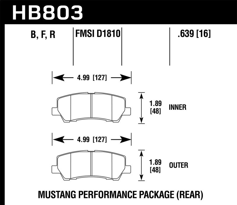 Hawk 16-17 Ford Mustang GT Brembo Package HP Plus Rear Brake Pads - Striker Modified