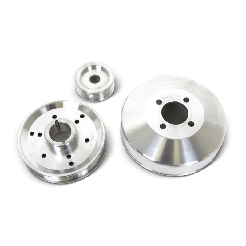 BBK 96-01 Mustang 4.6 GT Cobra Underdrive Pulley Kit - Lightweight CNC Billet Aluminum (3pc) - Striker Modified